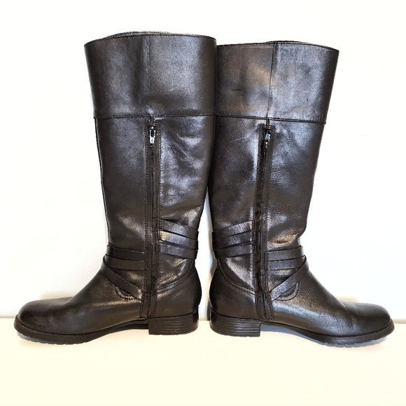 Lauren Ralph Lauren Tall Black Leather Savion Riding Boots Zip Closure 6.5 - Picture 8 of 14